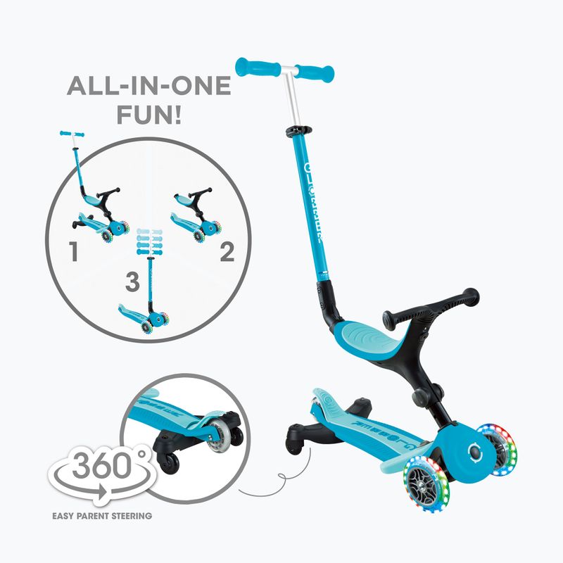 Dětská tříkolová koloběžka Globber Go.Up Active Lights 360 aqua 2