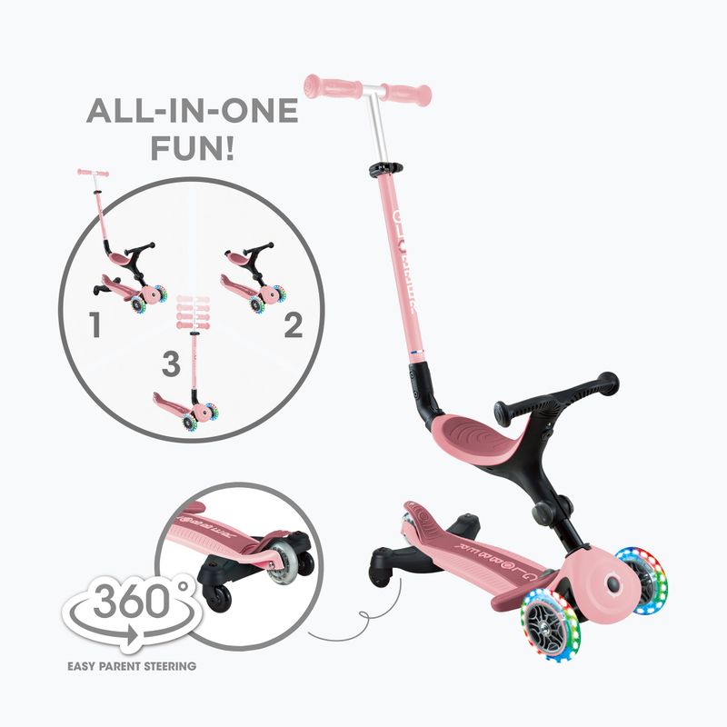 Dětská tříkolová koloběžka Globber Go.Up Active Lights 360 pink 2