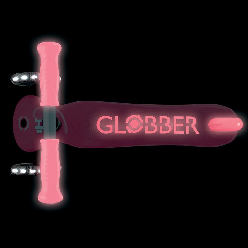 Dětská tříkolová koloběžka Globber Primo Plus Glow Lights coral pink 12
