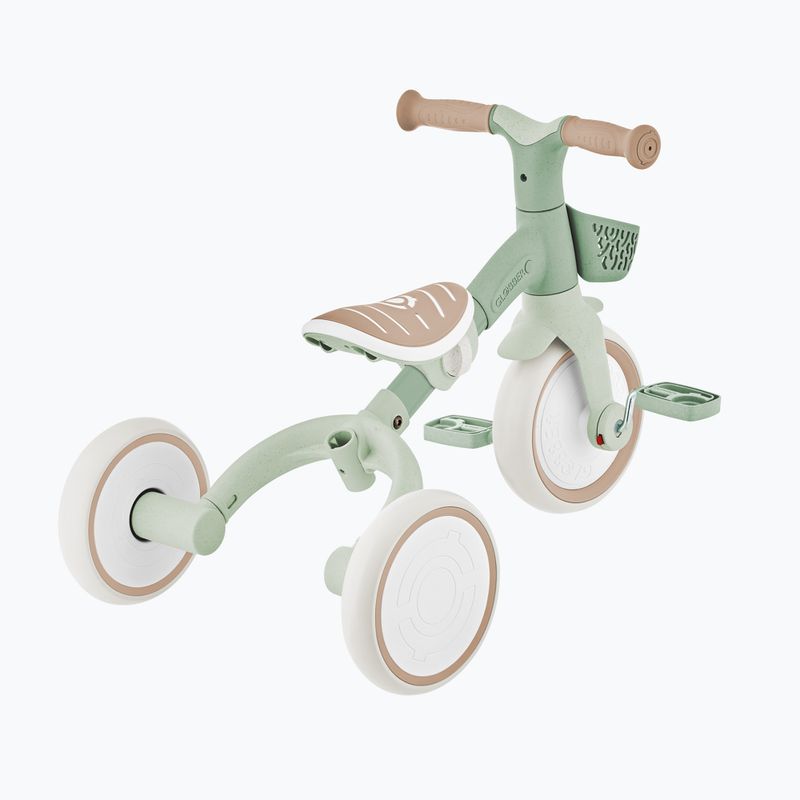 Odrážedlo tříkolové s vodicí tyčí Globber Learning Trike 2w1 Plus Ecologic pistachio 12