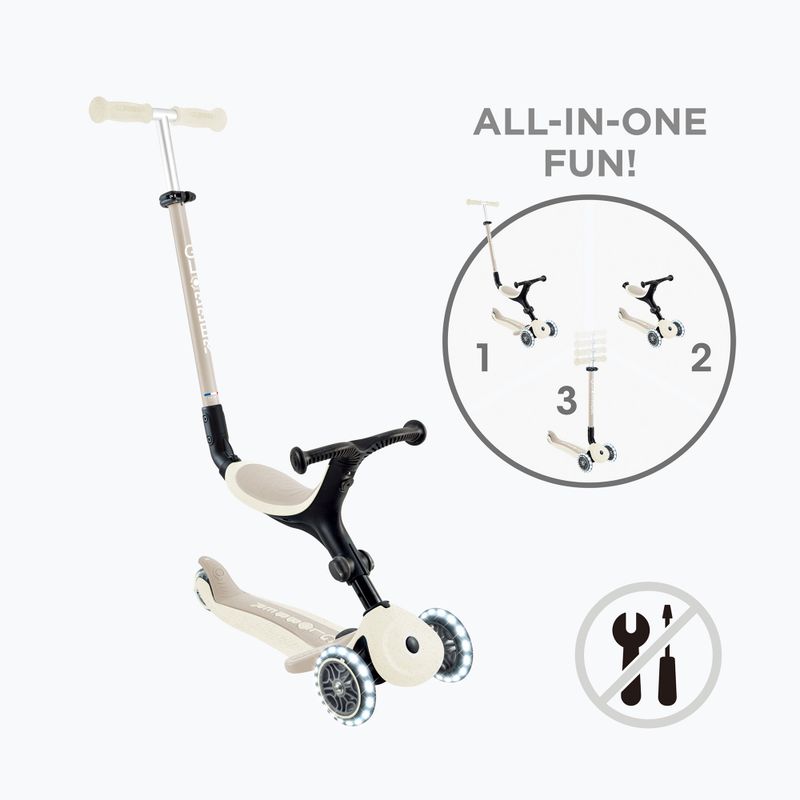Dětská tříkolová koloběžka Globber Go.Up Active Ecologic Lights coconut 2