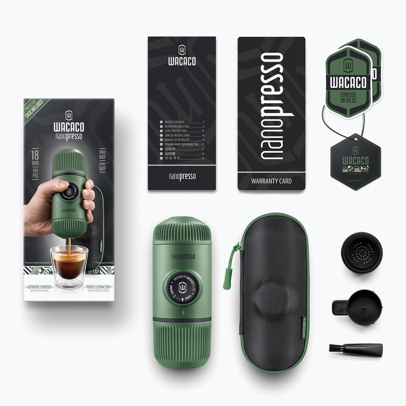Přenosný kávovar Wacaco Nanopresso 80 ml + kufřík mechově zelený 2