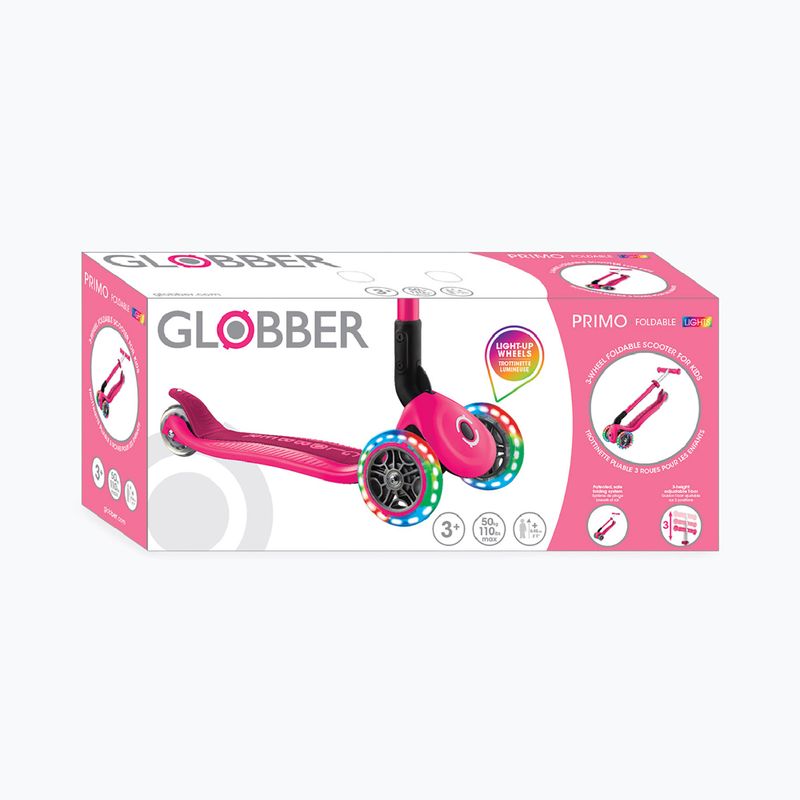 Dětská tříkolová koloběžka Globber Primo Foldable Lights fuchsia 13