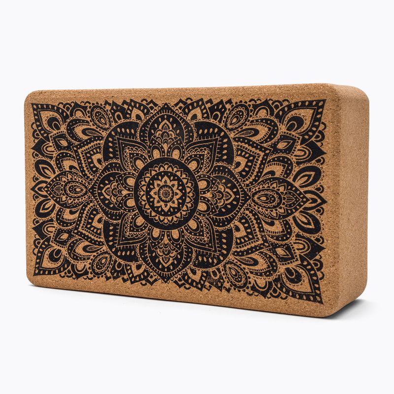Blok na jógu Yoga Design Lab Cork Yoga hnědý BL-Cork-Mandala Black 3
