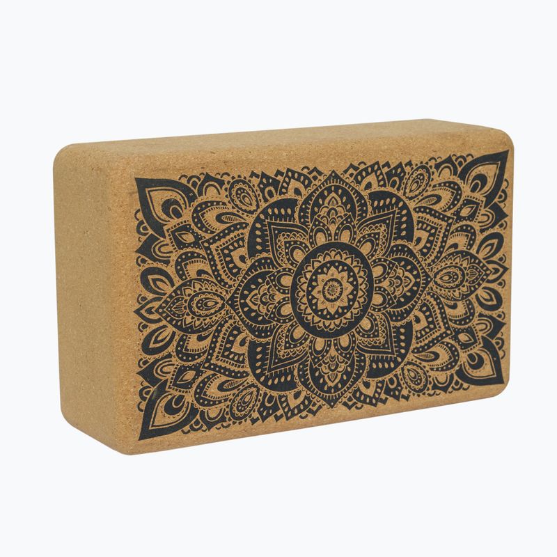 Blok na jógu Yoga Design Lab Cork Yoga hnědý BL-Cork-Mandala Black 7