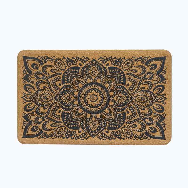 Blok na jógu Yoga Design Lab Cork Yoga hnědý BL-Cork-Mandala Black 8