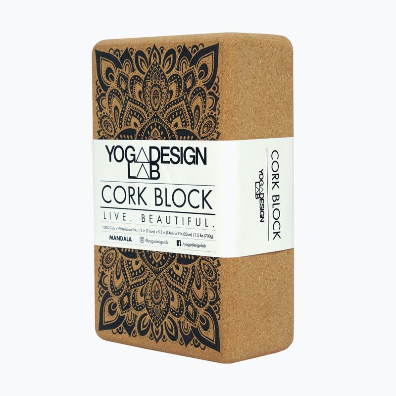Blok na jógu Yoga Design Lab Cork Yoga hnědý BL-Cork-Mandala Black 9