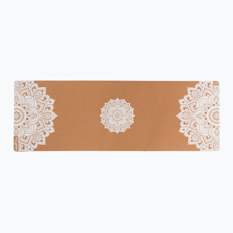 Podložka na jógu Yoga Design Lab Cork 5,5 mm hnědá Mandala White 2