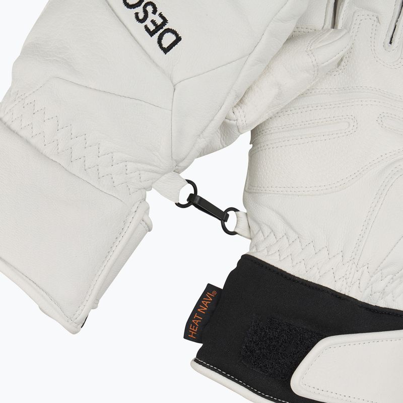Pánské lyžařské rukavice Descente 5 Finger Leather white 4