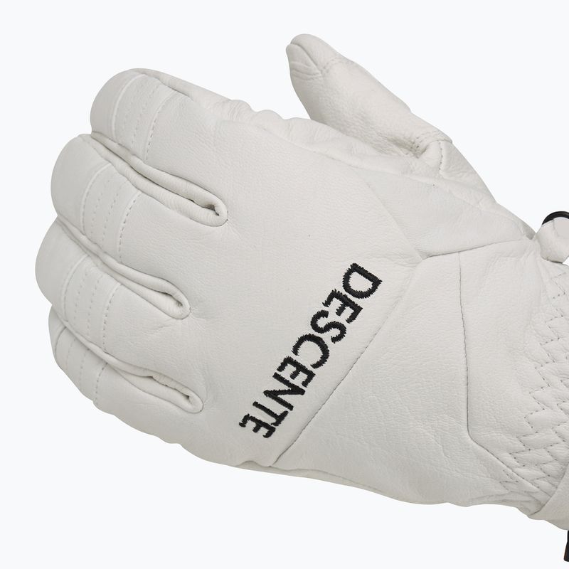 Pánské lyžařské rukavice Descente 5 Finger Leather white 5