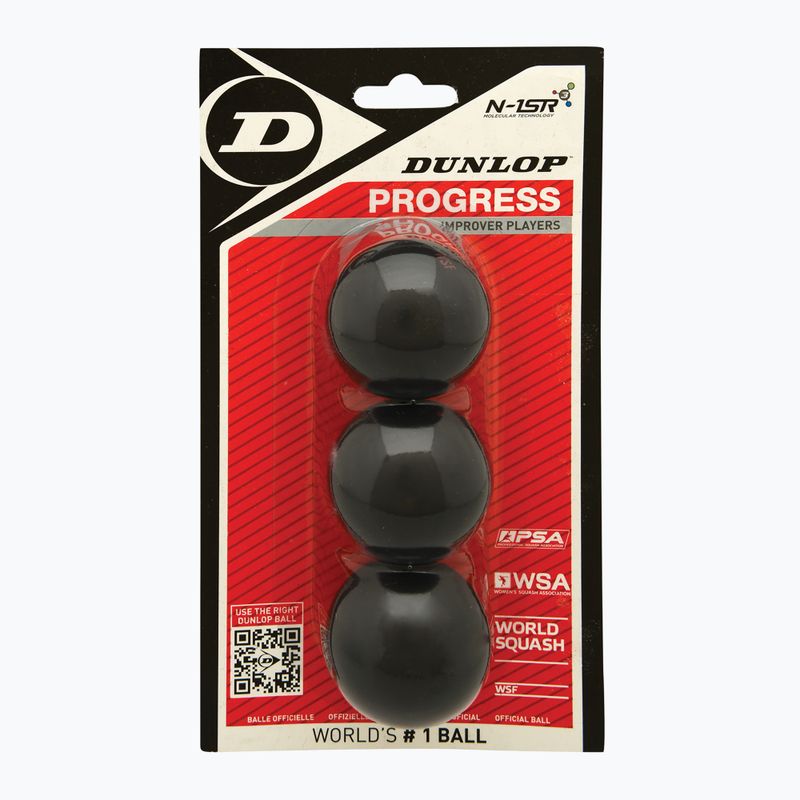 Míčky na squash Dunlop Progress red dot 3 ks