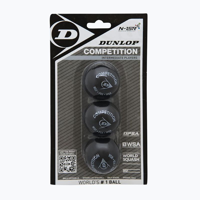 Squashové míčky Dunlop Competition 3-Ball Blister black 700113