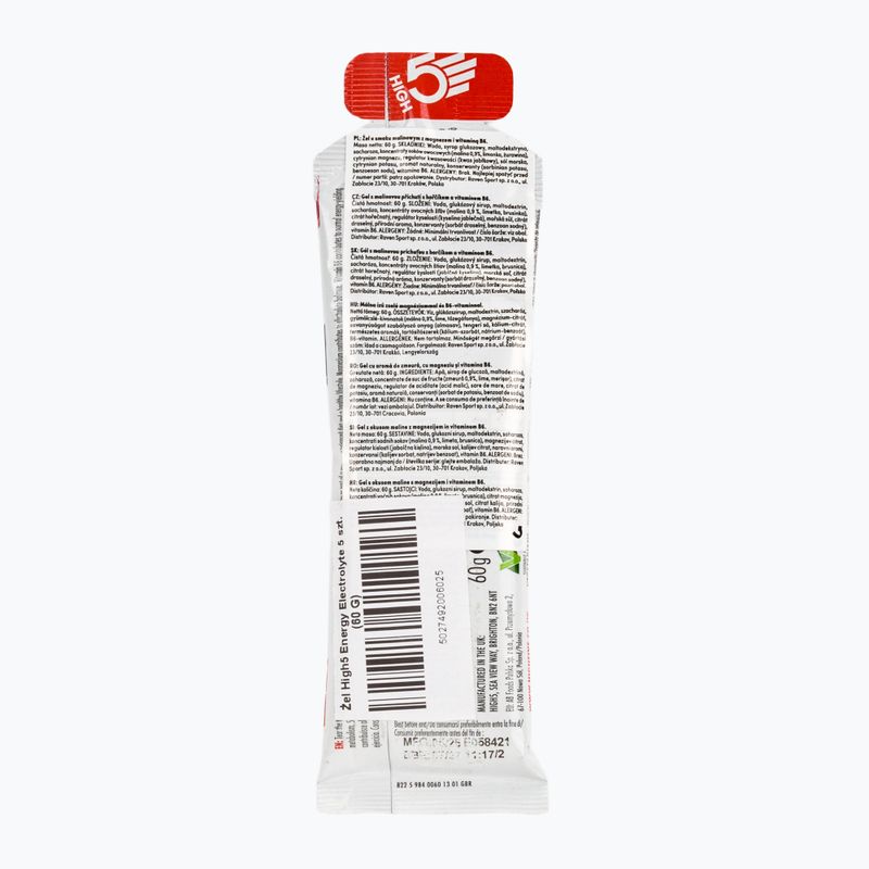 Energetický gel HIGH5 Energy Electrolyte 5 x 60 g raspberry 2