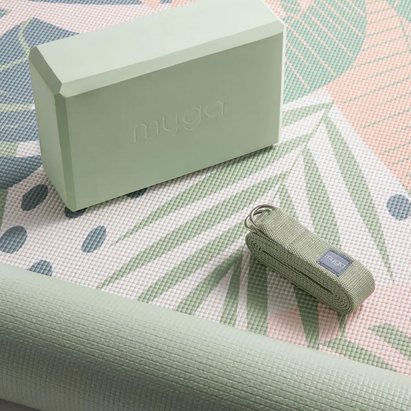 Sada na jógu Myga Palm Yoga Set mat + block + green strap 5