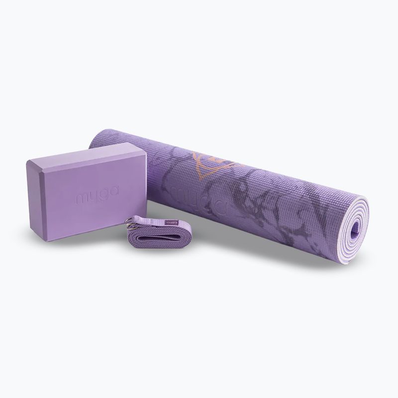 Sada na jógu Myga Chakra Yoga Set mat + block + purple strap 2