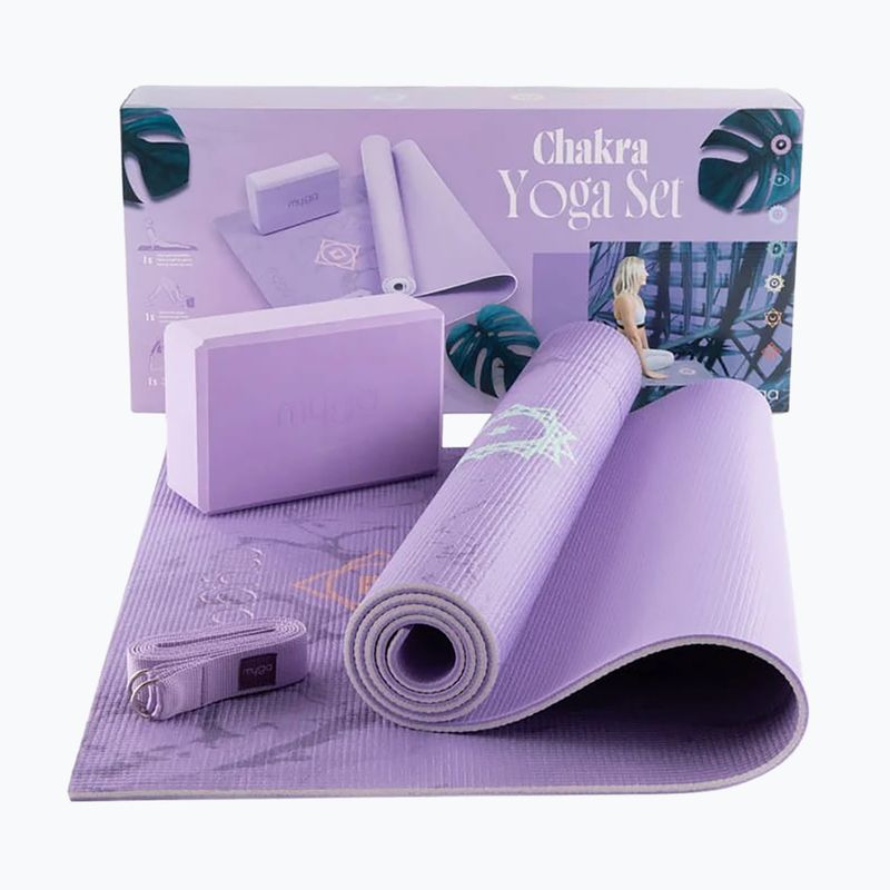 Sada na jógu Myga Chakra Yoga Set mat + block + purple strap 3