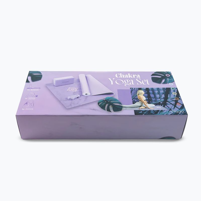Sada na jógu Myga Chakra Yoga Set mat + block + purple strap 9