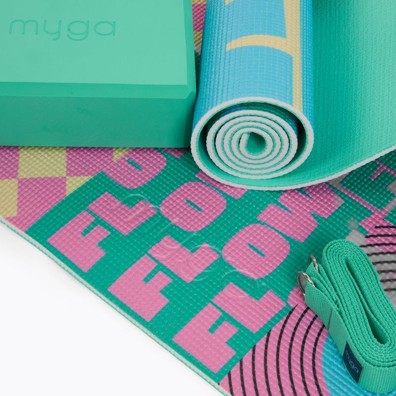 Sada na jógu Myga Spirit Yoga Set mat + block + turquoise strap 9