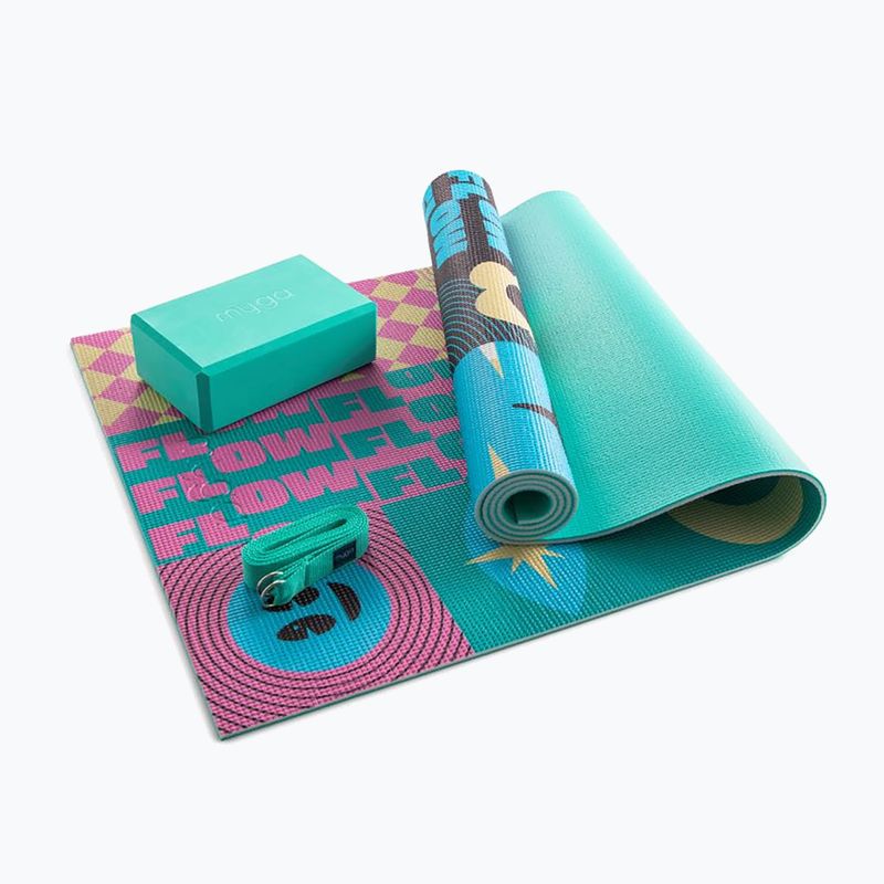 Sada na jógu Myga Spirit Yoga Set mat + block + turquoise strap 15