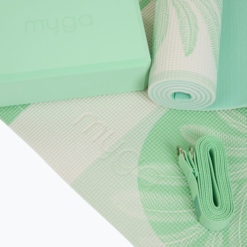 Sada na jógu Myga Sage Palm Yoga Set mat + block + green strap 9