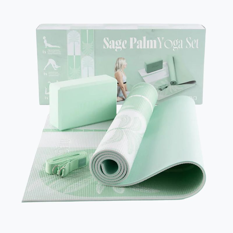 Sada na jógu Myga Sage Palm Yoga Set mat + block + green strap 11