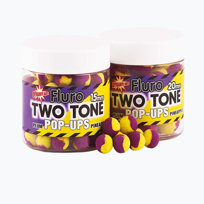 Dynamite Baits Fluoro Pop Up 2 Tone Plum & Pineapple Yellow/Purple Plovoucí kuličky ADY040600