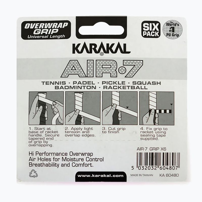 Squashové omotávky Karakal Air 7 Overwrap Grip 6 pack pink 2