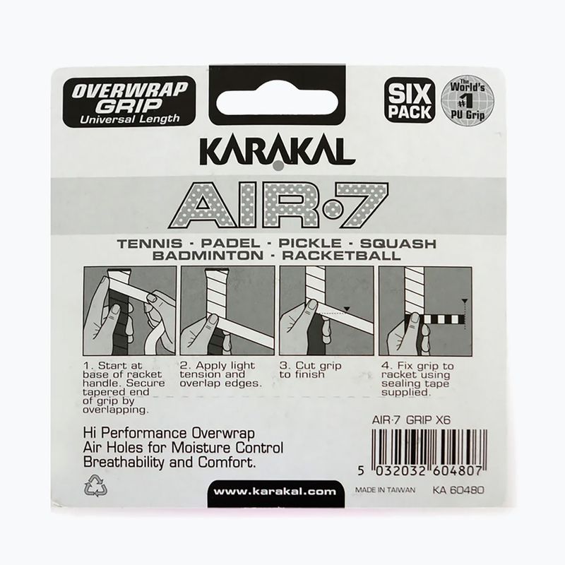 Squashové omotávky Karakal Air 7 Overwrap Grip 6 pack lime 2