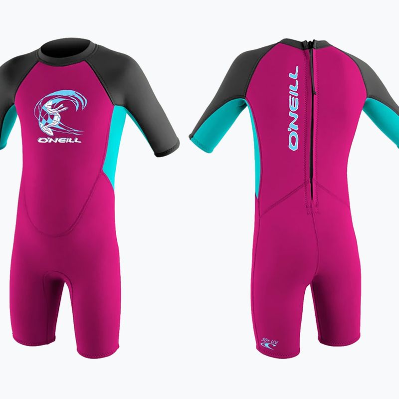 Dětský neopren   O'Neill Toddler Reactor-2 2 mm Back Zip S/S dr8/berry/lt aqua/graph
