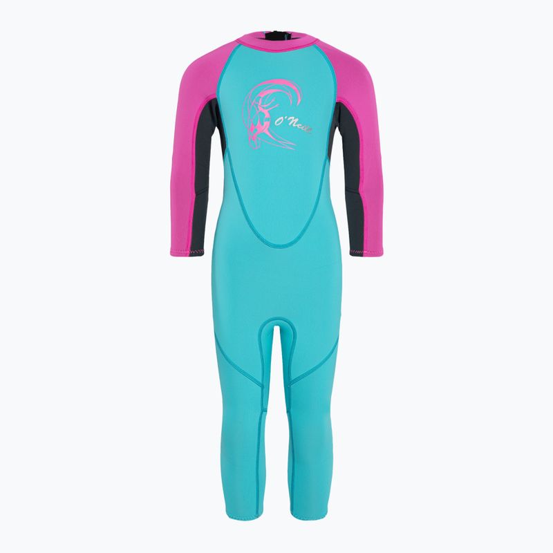 Dětský neopren   O'Neill Toddler Reactor-2 2 mm Back Zip Full dg5/lt aqua/graph/berry