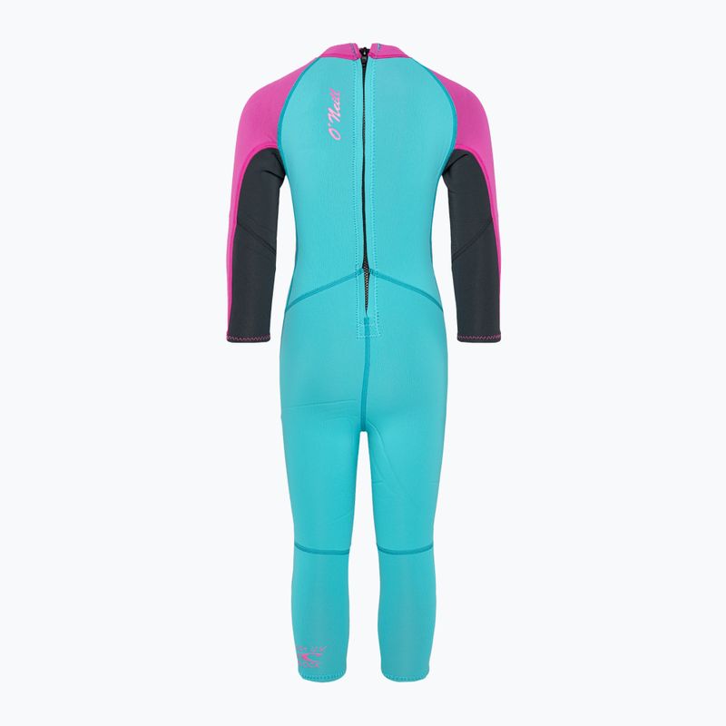 Dětský neopren   O'Neill Toddler Reactor-2 2 mm Back Zip Full dg5/lt aqua/graph/berry 2