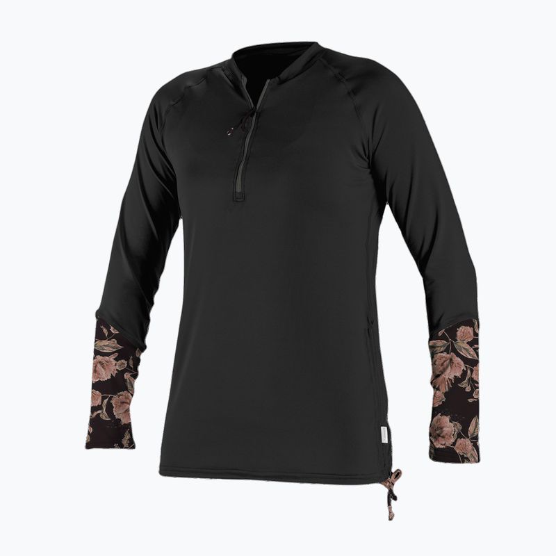 Dámské plavecké tričko longsleeve  O'Neill Front Zip Sun black/flo