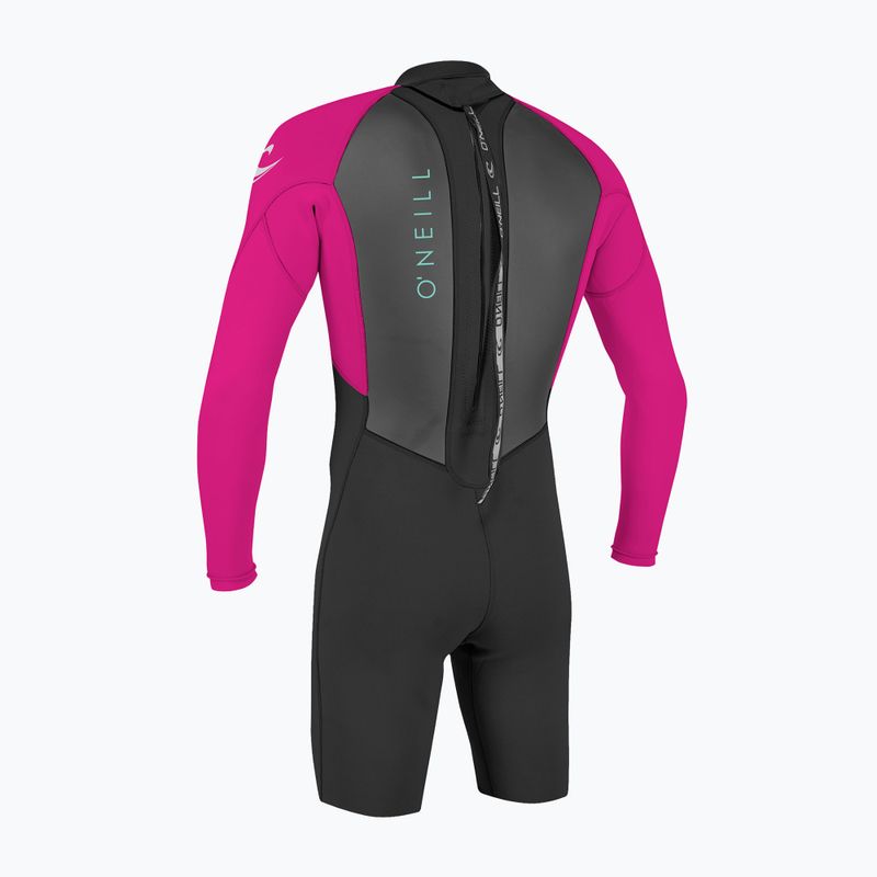 Dětský plavecký neopren O'Neill Youth Reactor-2 2mm Back Zip LS Spring black/berry 2