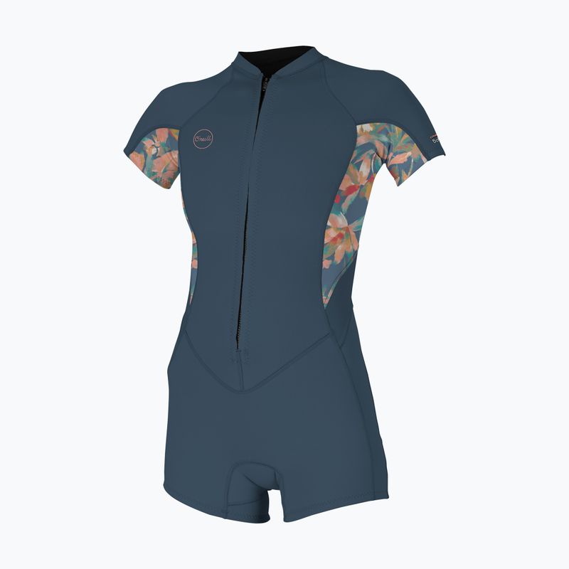 Dámský plavecký neopren O'Neill Bahia 2/1 mm Front Zip Spring copen blue/ painted tropics/ copen blue