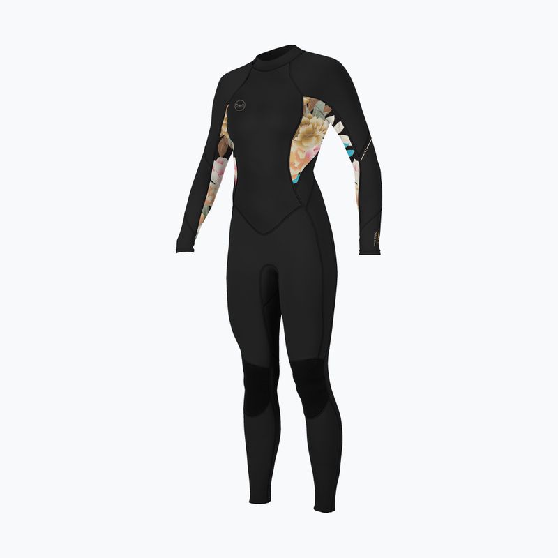 Dámský plavecký neopren  O'Neill Bahia 3/2 Back Zip Full black/mikah floral/black