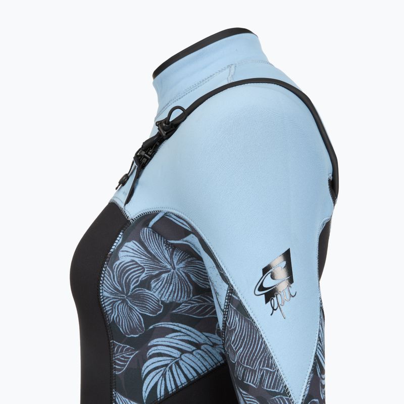 Dámský plavecký neopren O'Neill Epic 5/4 mm Chest Zip Full black/stormy palm/faded denim 6