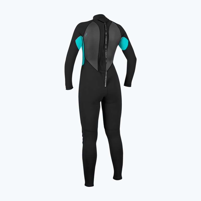 Dámský plavecký neopren O'Neill Reactor-2 3/2 mm Back Zip Full black/light aqua 2