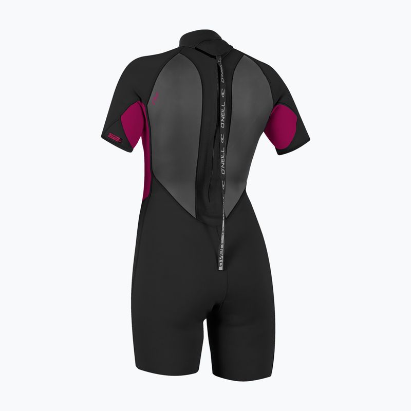 Dámský plavecký neopren O'Neill Reactor-2 2mm Back Zip SS Spring IS7 black/punk pink 2