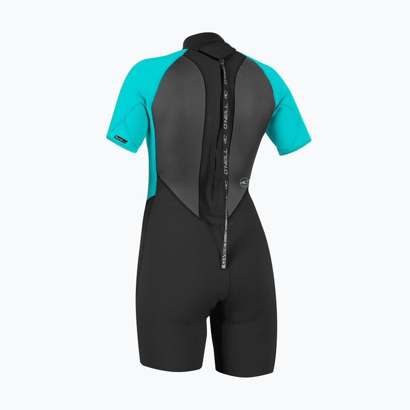 Dámský plavecký neopren O'Neill Reactor-2 2mm Back Zip SS Spring IS7 black/light aqua 2