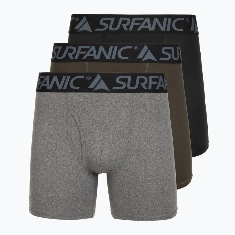 Pánské termo boxerky Surfanic Carbondri 3 páry black/grey/khaki