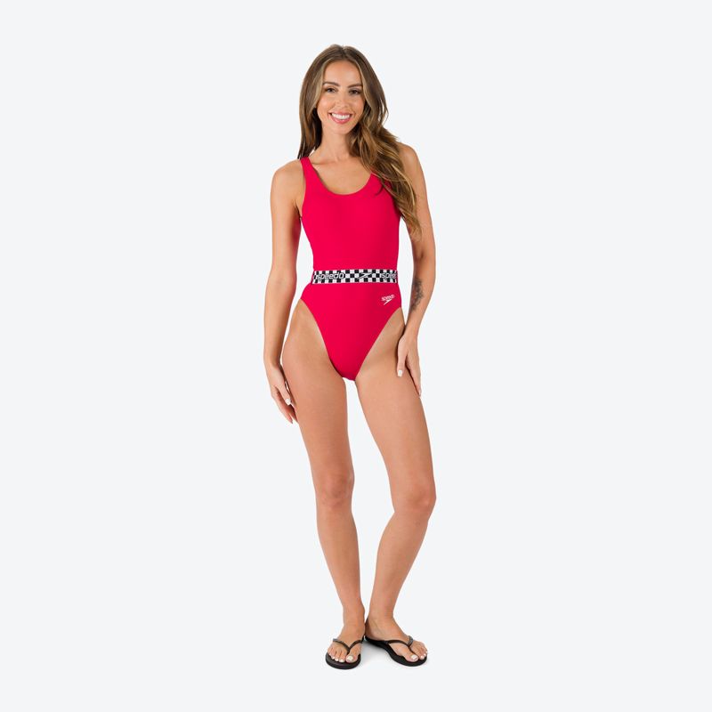Speedo Dámské jednodílné plavky s páskem Deep U-Back červené 12363F338 2