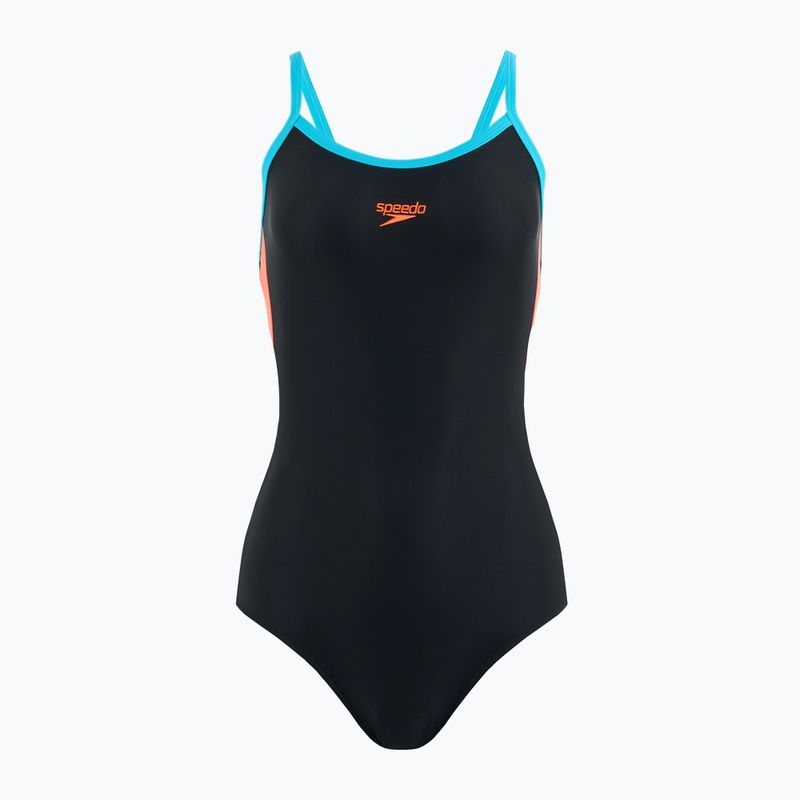 Dámské jednodílné plavky Speedo Dive Thinstrap Muscleback black /volcanic orange