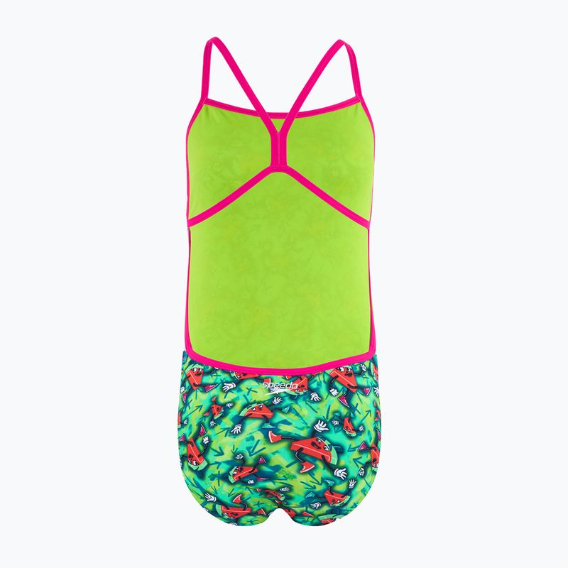 Dámské jednodílné plavky Speedo Allover Vback atomic lime/electric pink/fake green 2