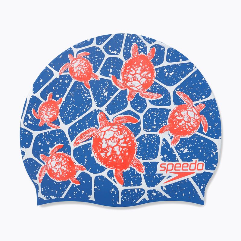 Speedo Dětská plavecká čepice s nápisem modrá 68-08386 3