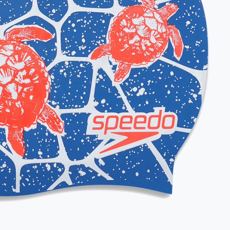 Speedo Dětská plavecká čepice s nápisem modrá 68-08386 4