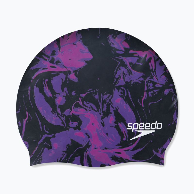 Speedo Plavecká čepice s potiskem dlouhých vlasů černo-fialová 68-11306 5