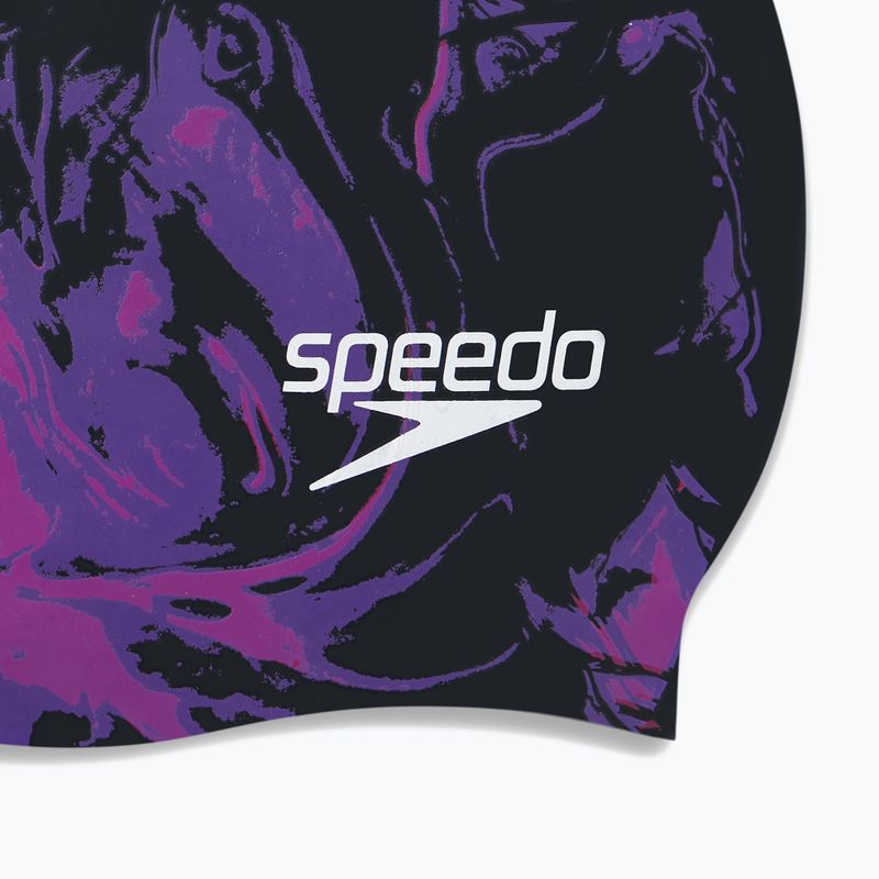 Speedo Plavecká čepice s potiskem dlouhých vlasů černo-fialová 68-11306 6