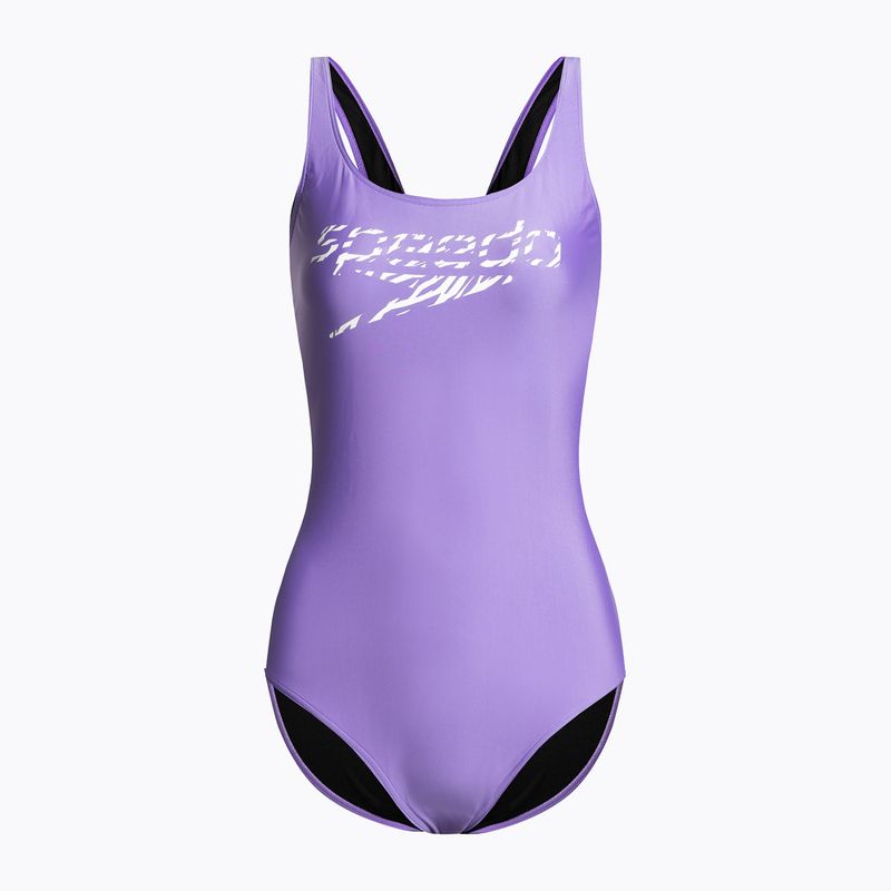 Dámské jednodílné plavky Speedo Logo Deep U-Back fialové 68-12369