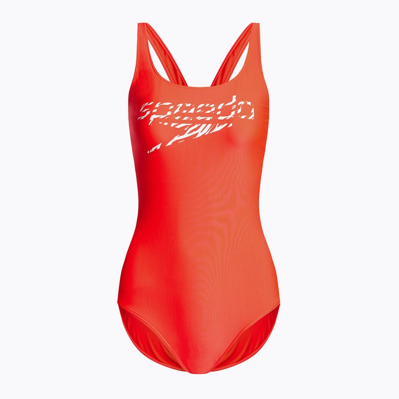 Dámské jednodílné plavky Speedo Logo Deep U-Back červené 68-12369