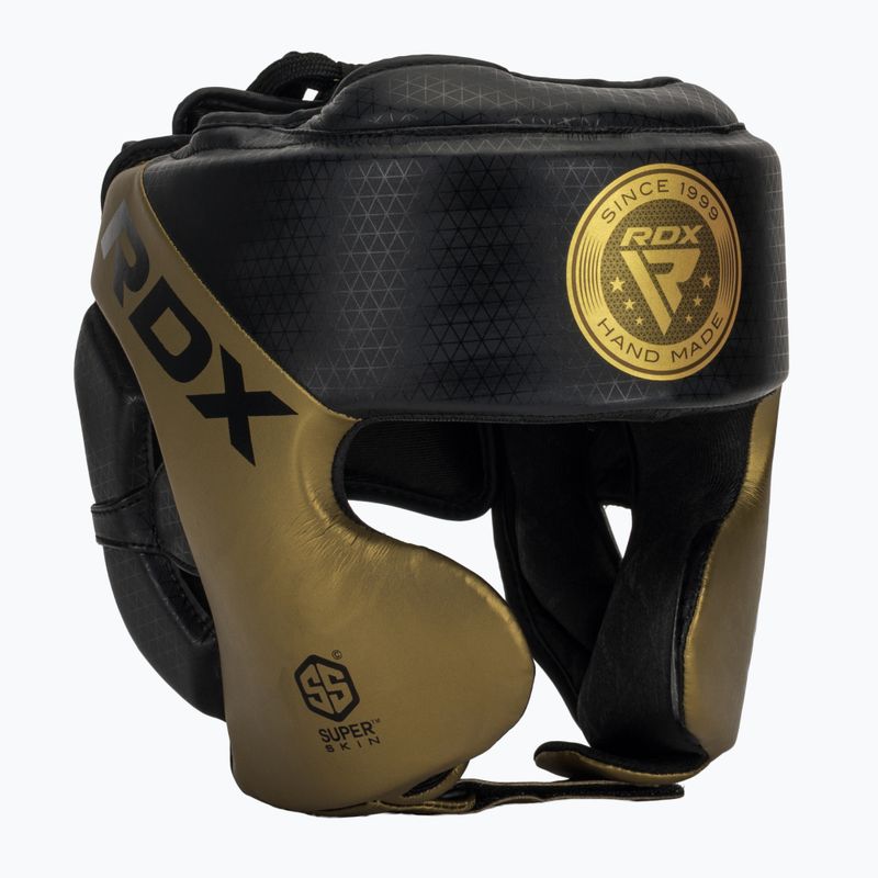 Boxerská přilba RDX L1 Mark Pro Cheek Training Head Guard golden